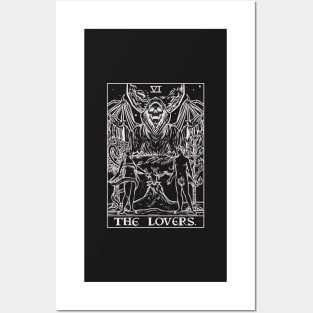 The Lovers Tarot Card (Monochrome) Posters and Art